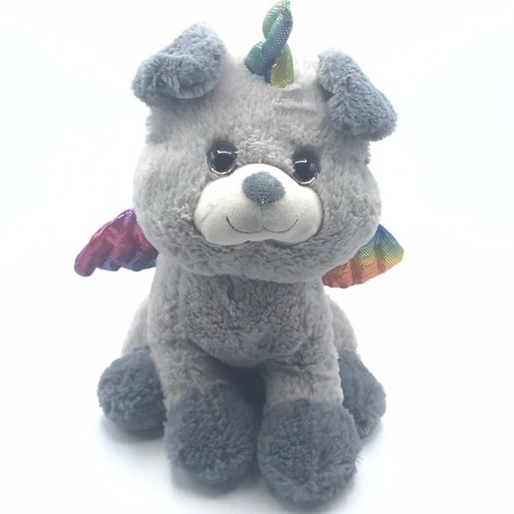 Inter-American Winged Unicorn Puppy Plush Stuffed Animal Gray 12" - Picture 1 of 6